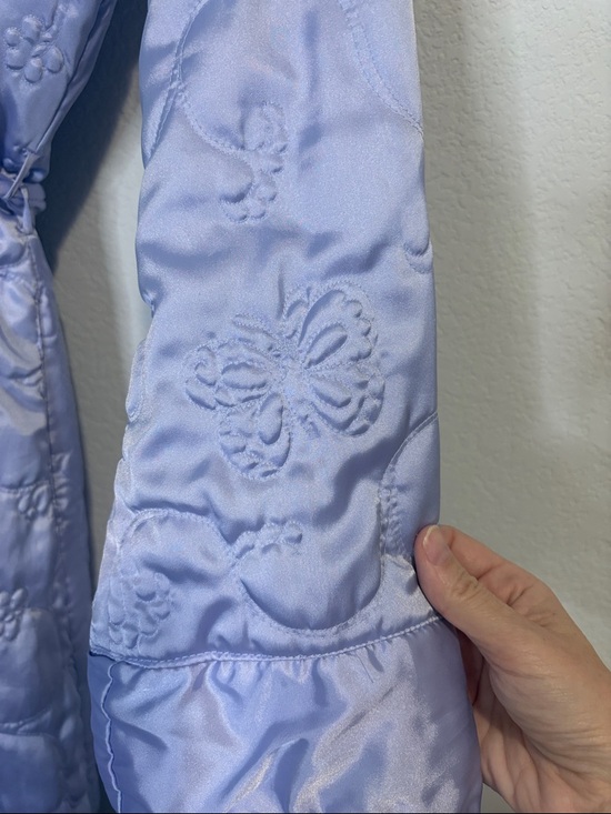 Vintage Lavender Quilted Satin Robe with Belt - Picture 2 of 4